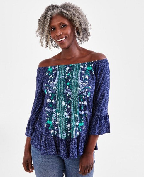 Petite Embellished Convertible-Neck Top, Created for Macy's