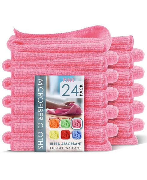 Super Soft Multipurpose Microfiber Washcloth Towels - 24 Bulk Pack