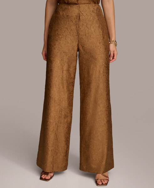 Donna Karan Women's Textured Metallic Wide Leg Pants