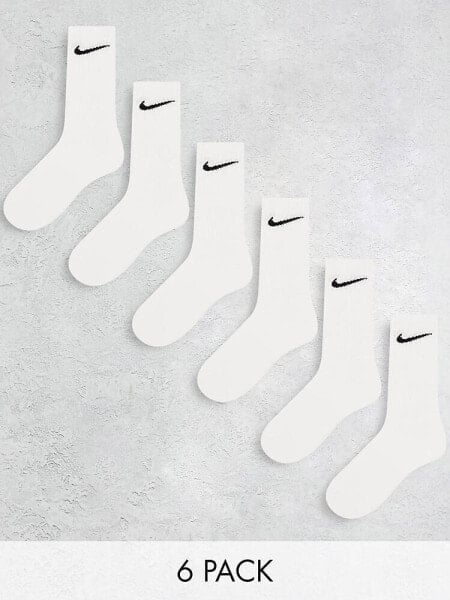 Nike everyday cushioned training crew socks 6 pack in white