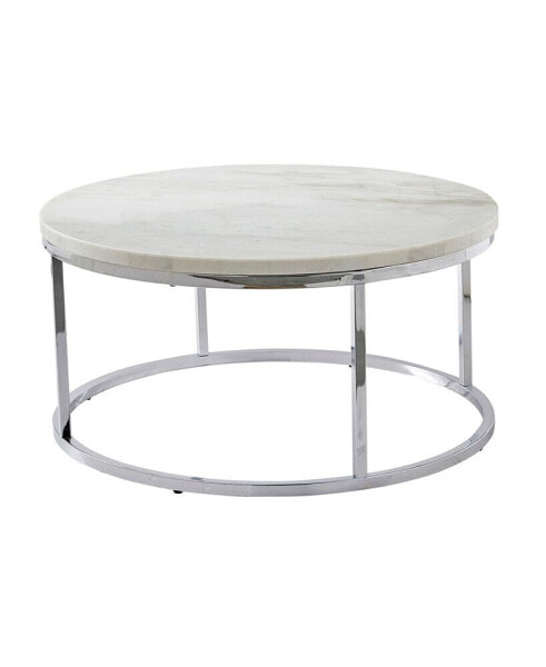 Steve Silver Echo 36" Round Marble and Chrome Cocktail Table