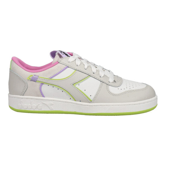 Diadora Magic Basket Low Label Lace Up Womens Grey, White Sneakers Casual Shoes
