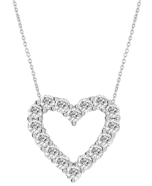 Lab Grown Diamond Heart Pendant Necklace (3 ct. t.w.) in 14k White Gold, 16" + 2" extender