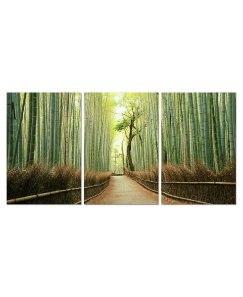 Decor Pine Road 3 Piece Wrapped Canvas Wall Art Forest Scene -20" x 40"