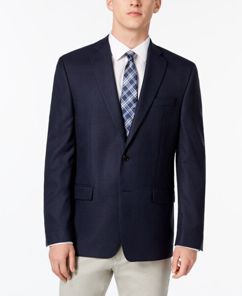 Men's Classic-Fit Ultraflex Stretch Navy Check Blazer