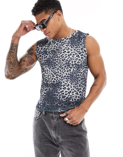 ASOS DESIGN muscle fit tank in leopard print