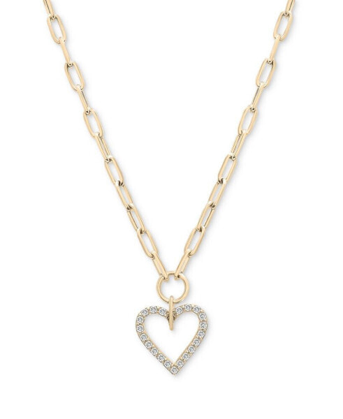 Diamond Heart Paperclip Link 17" Pendant Necklace (1/2 ct. t.w.) in 14k Gold, Created for Macy's
