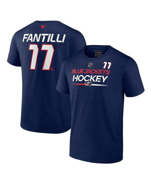 Men's Adam Fantilli Navy Columbus Blue Jackets Authentic Pro Prime Name and Number T-shirt