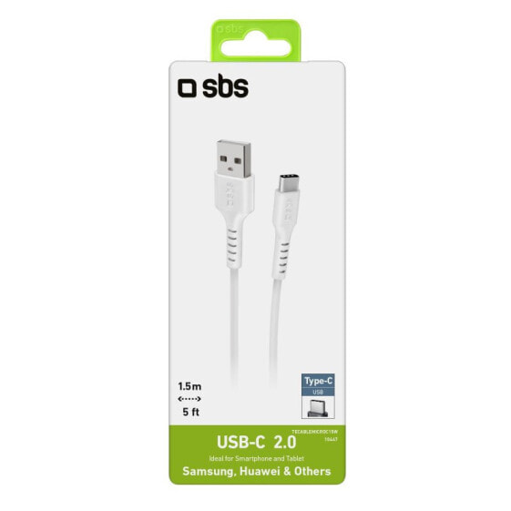 Кабель USB A - USB C SBS TECABLEMICROC15W 1.5 м белый