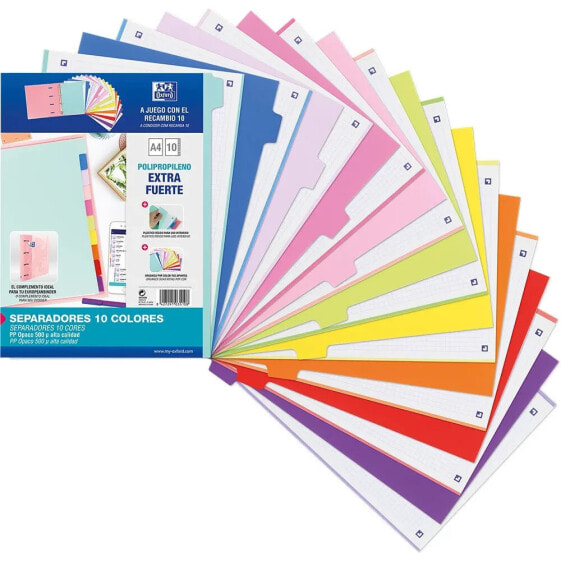 OXFORD HAMELIN A4 Separators Plastic For Filing 10 Positions 10 Different Colors