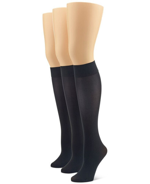 Women's 3-Pk. Soft Opaque Knee-High Socks