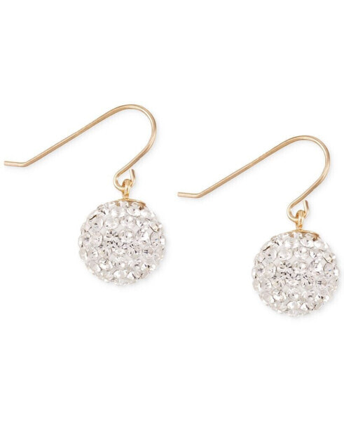 Crystal Pavé Ball Drop Earrings in 10k Gold