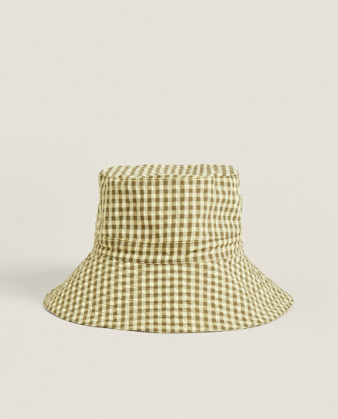 Children’s gingham check cotton beach hat