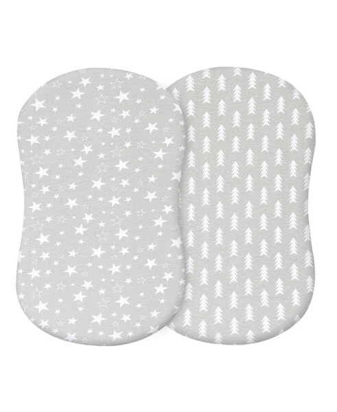 Baby Bassinet Sheet Set for Boy and Girl, 2 Pack, Universal Fitted for Oval, Hourglass & Rectangle Bassinet Mattress, Fitted Sheets.