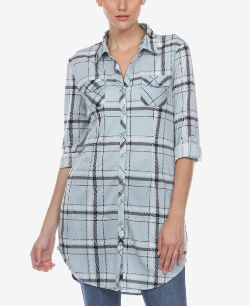 Women's Plaid Tunic Top Shirt