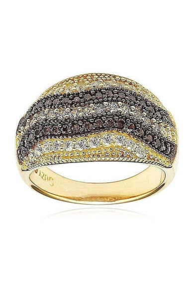 Suzy Levian Sterling Silver Cubic Zirconia Multi Row Brown Ring