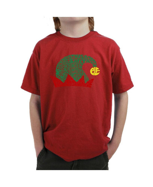 Child Christmas Elf Hat - Boy's Word Art T-Shirt