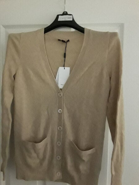 Reiss Esme Cashmere Button Front Cardigan Neutral S