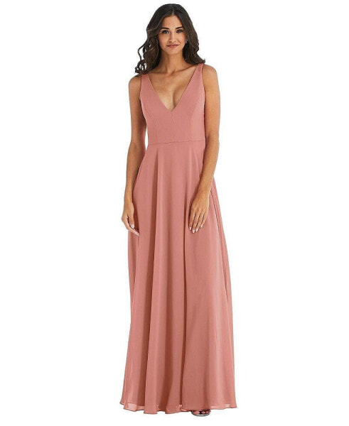 Women's Deep V-Neck Chiffon Maxi Dress