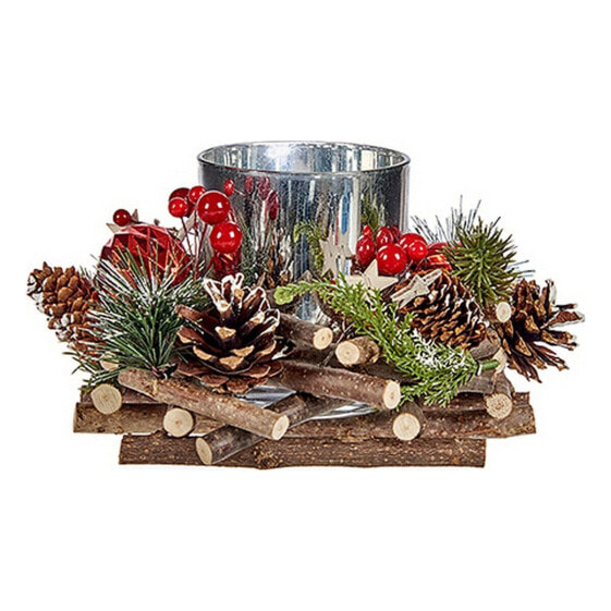 Christmas Candle Holder Red Green Silver Natural 20 x 11 x 20 cm