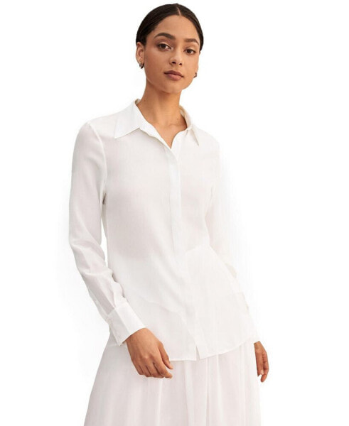 Wrinkle Free Basic Silk Shirt for Women