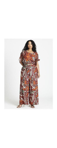 Plus Size Wide Leg Printed Pant