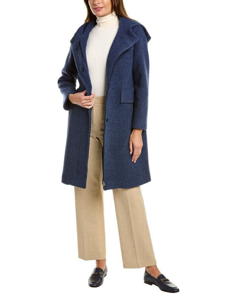 Cinzia Rocca Icons Hooded Wool-Blend Coat Women's Blue 8