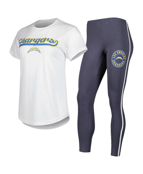 Women's White, Charcoal Los Angeles Chargers Sonata T-shirt and Leggings Sleep Set