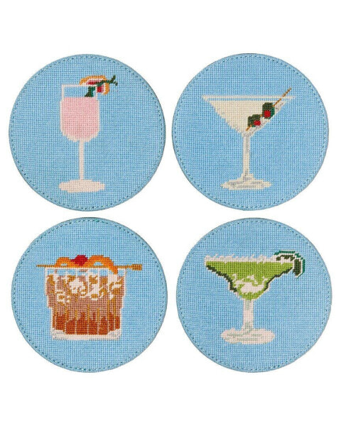 J.Mclaughlin Cocktail Party Needlepoint Coaster Os