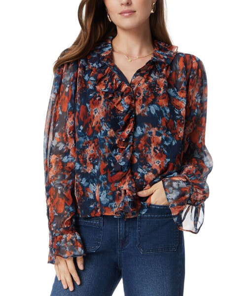 Women's Ruffle-Trim Button-Down Blouse