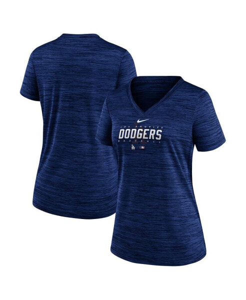 Women's Royal Los Angeles Dodgers Authentic Collection Velocity Practice Performance V-Neck T-shirt