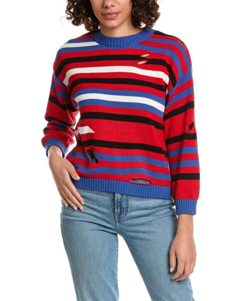 Minnie Rose Striped Cutout Cashmere-Blend Sweater Women's