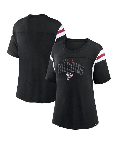 Women's Black Atlanta Falcons Classic Rhinestone T-shirt