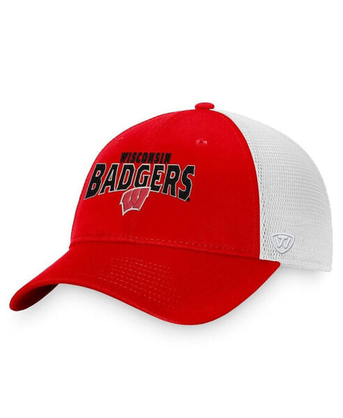 Men's Red, White Wisconsin Badgers Breakout Trucker Snapback Hat
