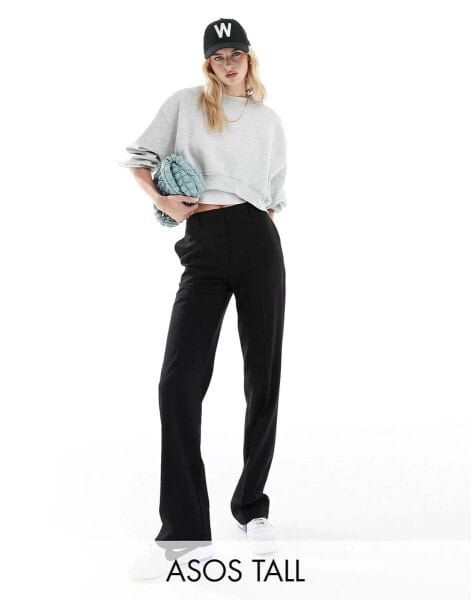 ASOS DESIGN Tall tailored straight trouser in black