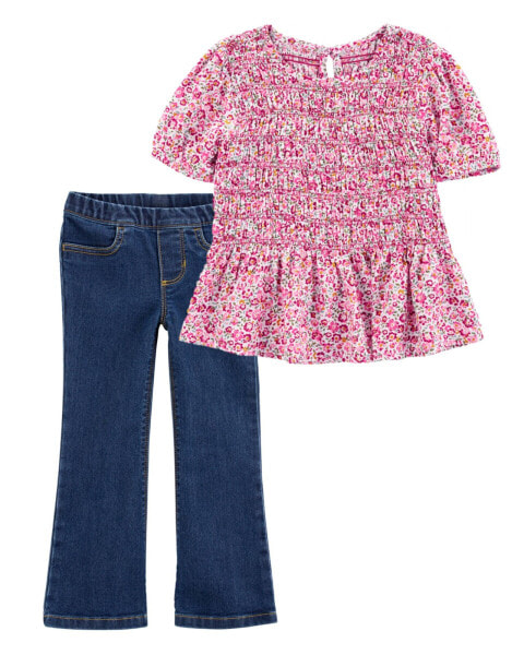 Toddler 2-Piece Peplum Top & Jeans Set 2T