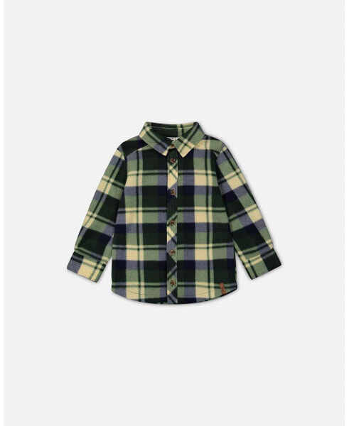 Big Boys Polar Fleece Shirt Plaid Green