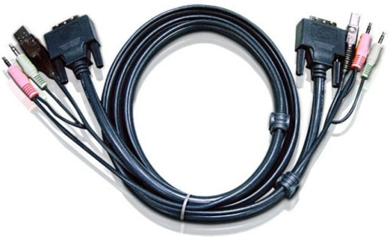 ATEN DVI-D Dual Link USB KVM Cable 5m - 5 m - DVI-D - Black - 2x RCA - USB A - DVI-D - 2x RCA - USB B - DVI-D - Male