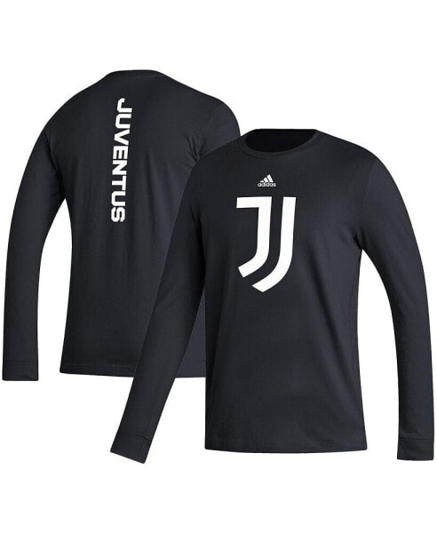 Men's Black Juventus Vertical Wordmark Long Sleeve T-Shirt