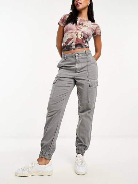 New Look cargo cuffed trouser in grey