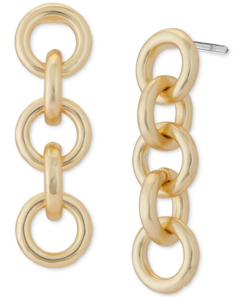 Gold-Tone Chain Link Linear Drop Earrings