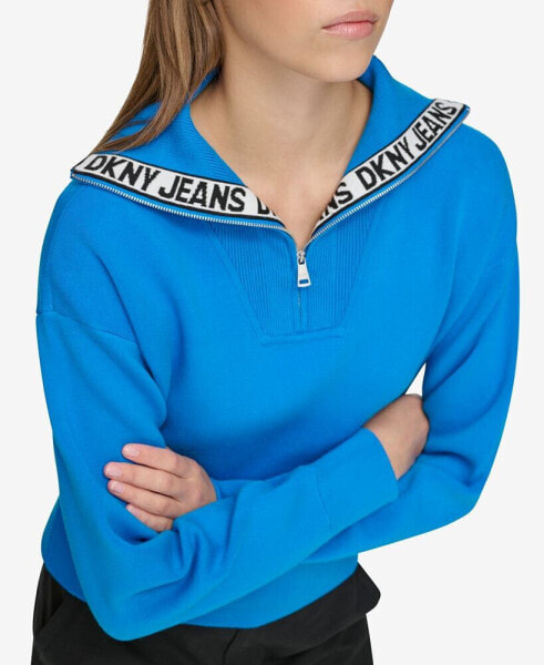 Women's Half-Zip Funnel-Neck Logo-Detail Sweater свитеры и