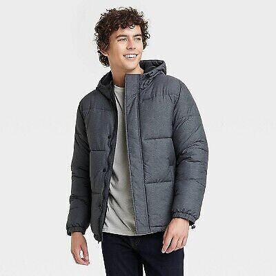 Men's Solid Midweight Puffer Jacket - Goodfellow & Co Heathered Gray S