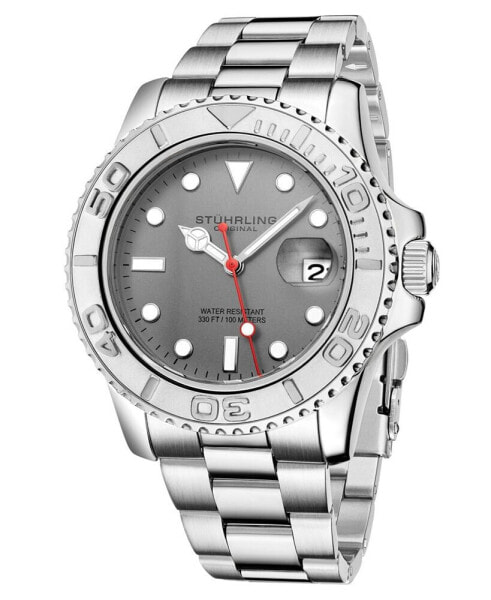 Часы и аксессуары Stuhrling Мужские Дайверы Серебристо-тонированные наручные часы с браслетом 42мм