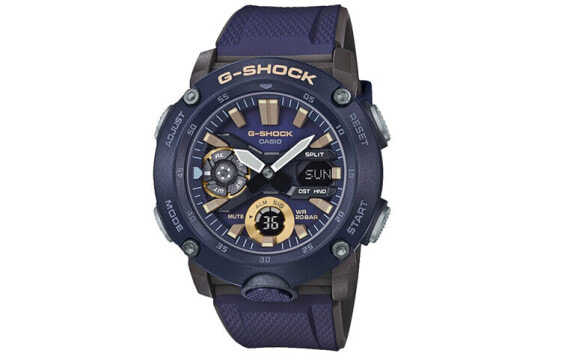 CASIO 卡西欧 G-SHOCK YOUTH系列 钢铁之心超薄碳纤核心防护构造新款多功能200米防水运动手表 日韩表 男表 深蓝 GA-2000-2APR#送礼推荐# / Часы кварцевые CASIO G SHOCK GA-2000-2APR