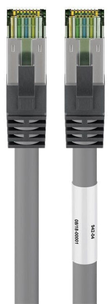 Goobay RJ45 (CAT 6A - 500 MHz) Patch Cable with CAT 8.1 S/FTP Raw Cable - grey - 15m - 15 m - Cat8.1 - S/FTP (S-STP) - RJ-45 - RJ-45