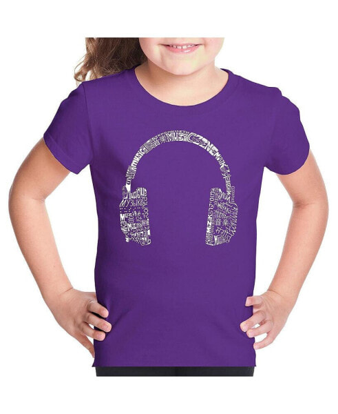 Big Girl's Word Art T-shirt - HEADPHONES - LANGUAGES