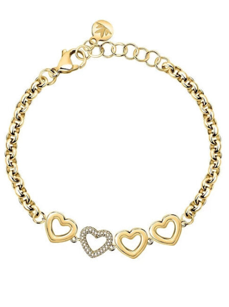 Charming gold-plated bracelet with hearts Bagliori SAVO26