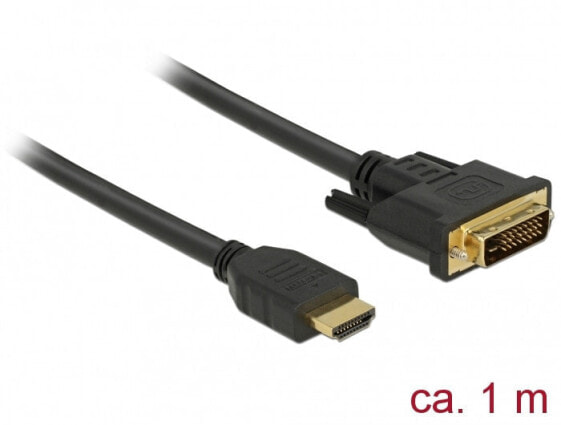 Delock HDMI Type A (Standard) - DVI - Male - Male - Straight - 1 метр