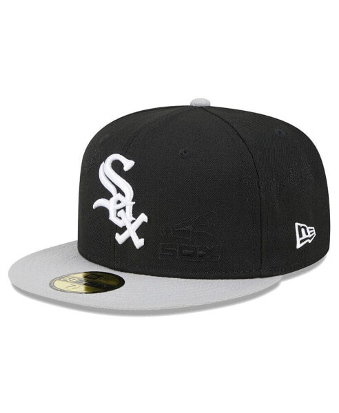 Men's Black/Gray Chicago White Sox Multi Logo 59FIFTY Fitted Hat